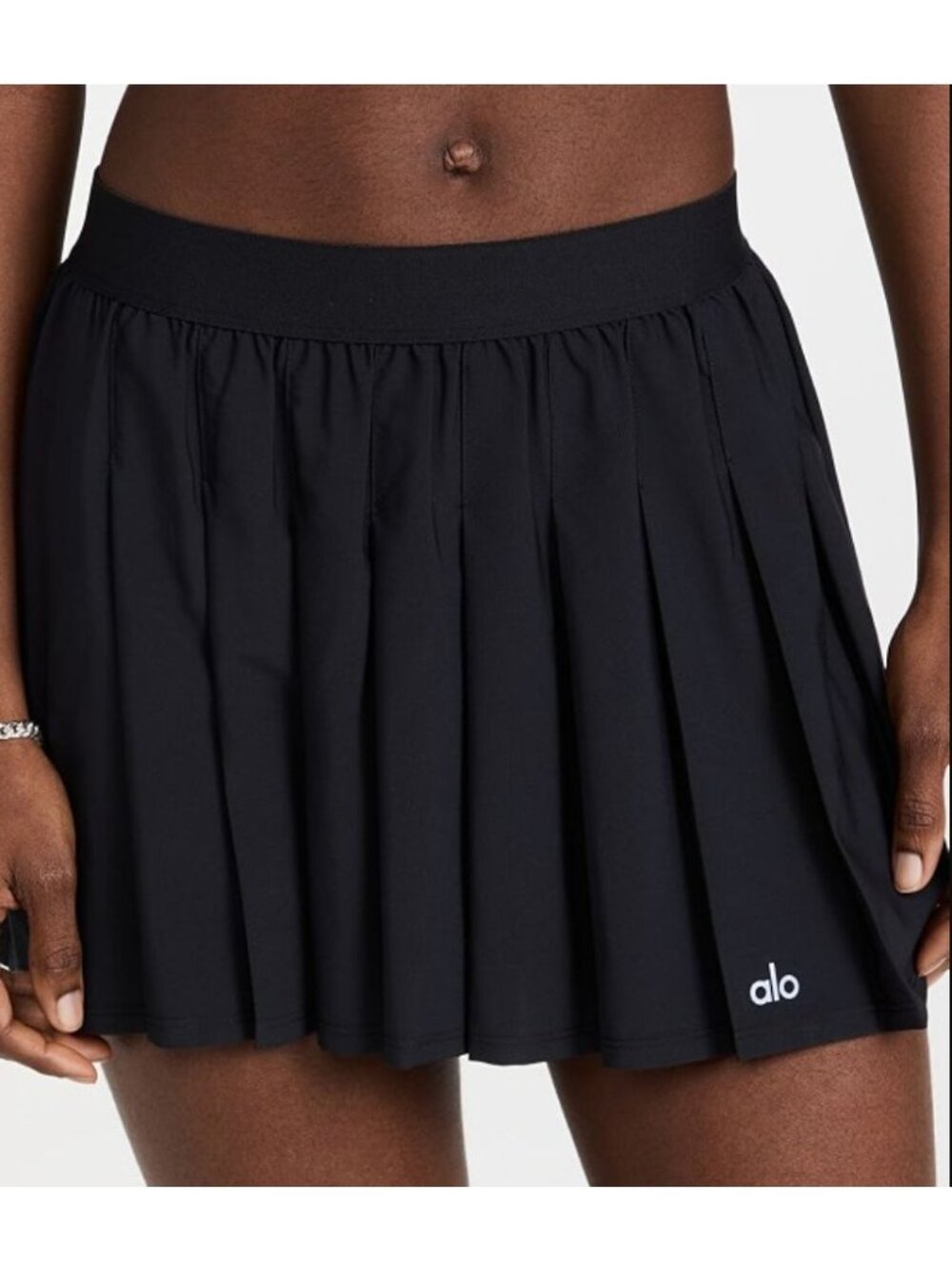 ALO Yoga Varsity Tennis Skirt Skort Black Medium